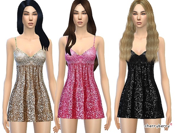 Sims 4 Glitter party dress by CherryBerrySim at TSR