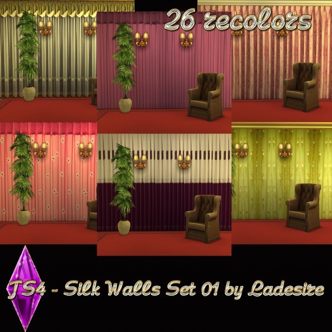 Sims 4 Silk Walls Set 01at Ladesire
