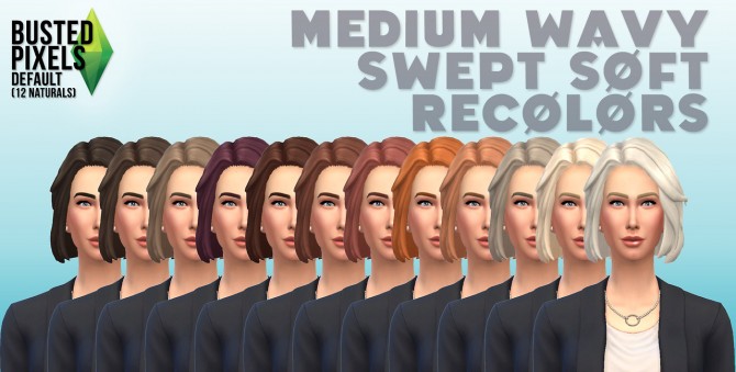 Sims 4 Medium wavy swept hair at Busted Pixels