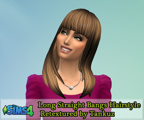 Sims 4 Long Straight Bangs Hairstyle Retextured by Tankuz at Sims 3 Game