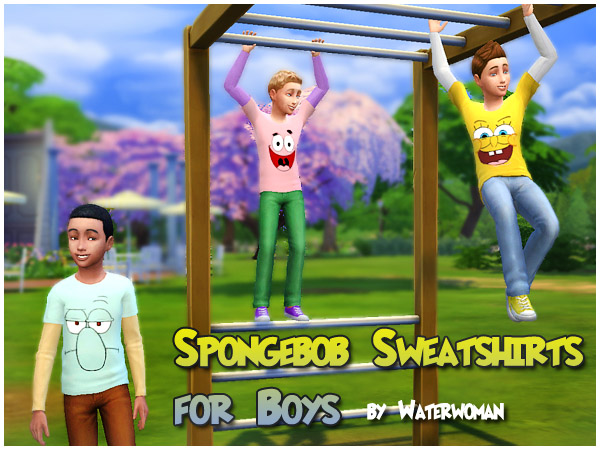 Sims 4 Spongebob Sweatshirts by Waterwoman at Akisima