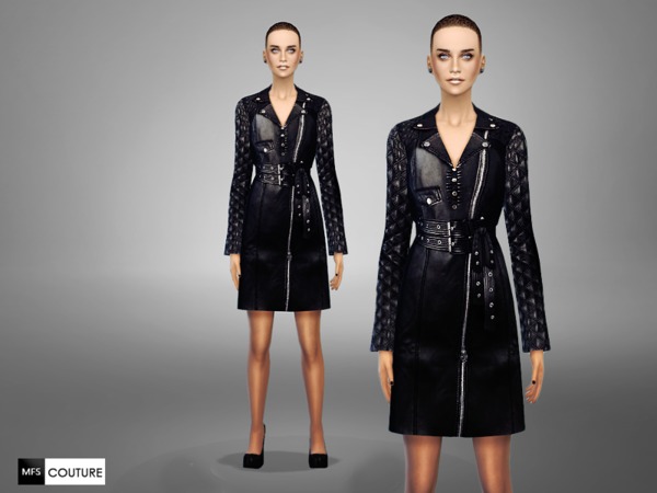 Sims 4 Leather Trench Coat by MissFortune at TSR