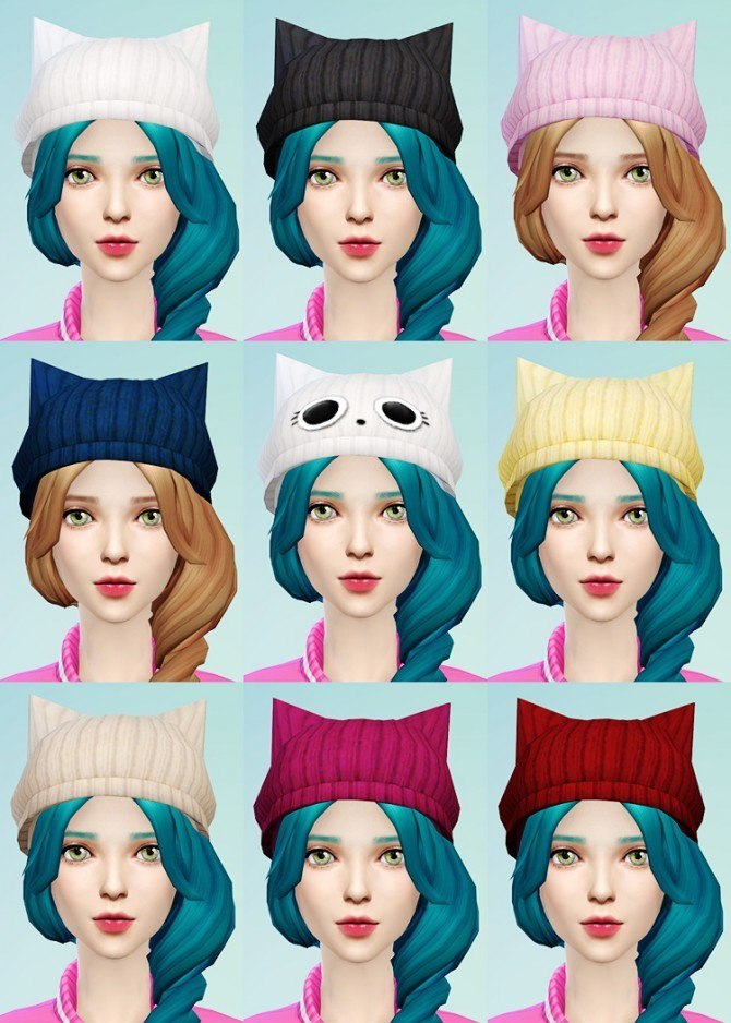 Sims 4 Knit Beret and Cat Ear Beanies at JSBoutique