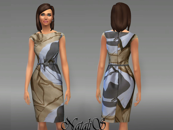 Sims 4 Abstract print dress by NataliS at TSR