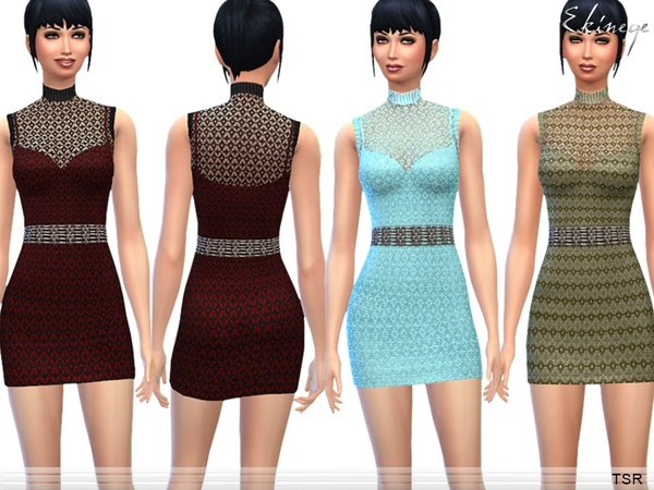 Sims 4 Sleeveless Crochet Dress by Ekinege at TSR