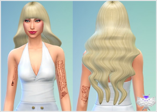 Sims 4 Barbie Hair Wavy with Short Bangs at David Sims