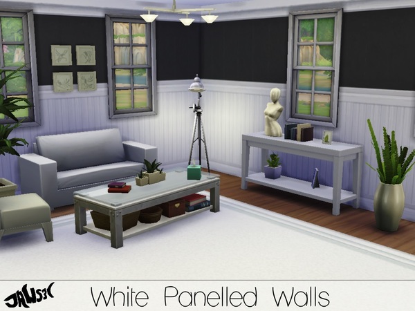 Sims 4 White Panelled Walls Set by Jaws3 at TSR