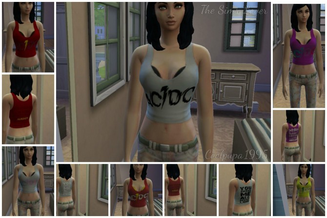Sims 4 AC/DC t shirt and top by Coolpupa1995 at The Sims Lover