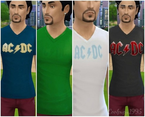 AC/DC t-shirt and top by Coolpupa1995 at The Sims Lover » Sims 4 Updates