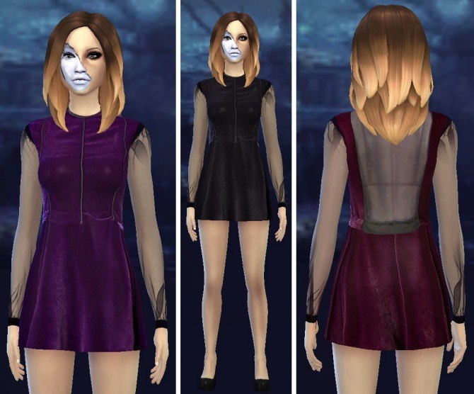 Sims 4 Friggin’ velvet dress at Jingleriot’s Sims