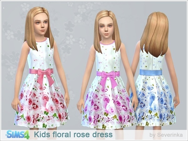 Sims 4 Kids floral rose dress by Severinka at TSR