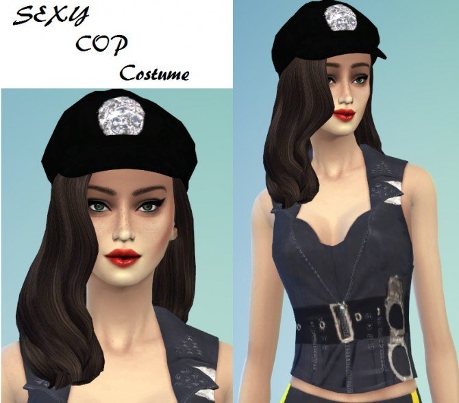 Sims 4 Halloween Gift Cop Hat, Top and 3 Cop Bottoms at Belle’s Simblr