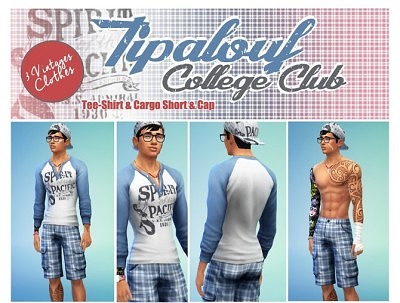 College Club T-Shirt, Cargo Short & Cap at Tipalouf