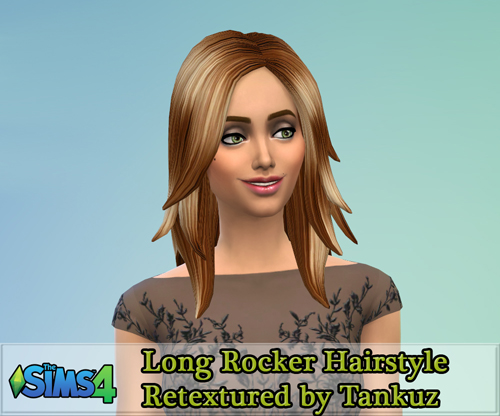Sims 4 Long Rocker Hairstyle Retextured by Tankuz at Sims 3 Game