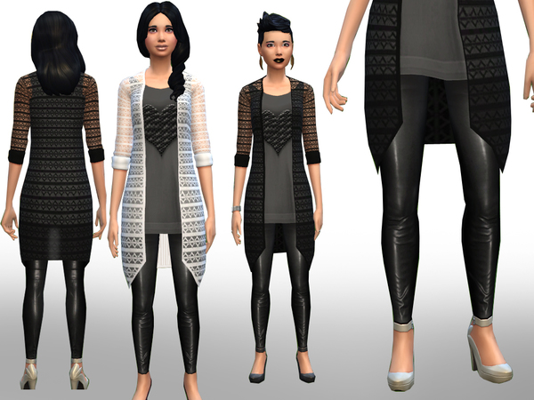 Sims 4 Laced blazer and leather leggings by Weeky at TSR