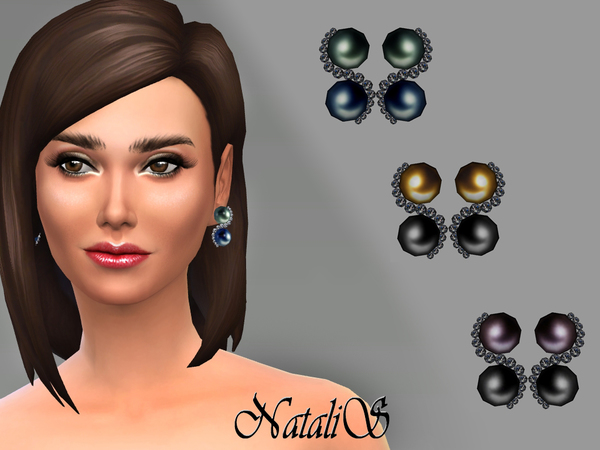 Sims 4 Double pearl earrings by Natalis at TSR
