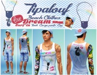 3 Beach Clothes Tank + cargo pants + cap by Mathéo at Tipalouf