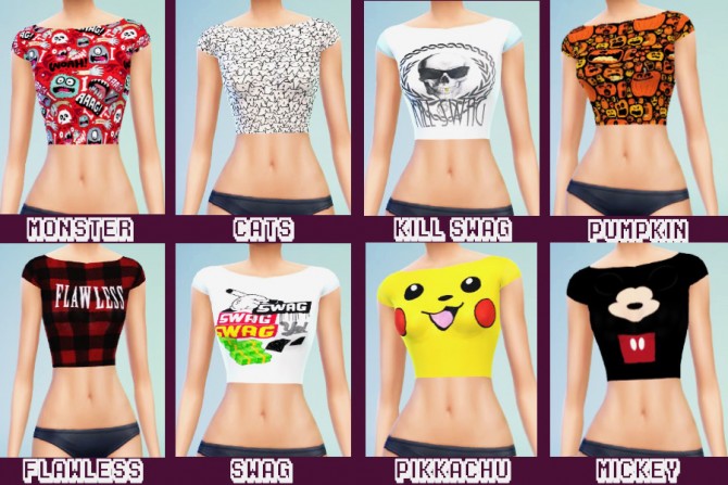 Sims 4 8 RANDOM CROP TOPS at Lulufrosty frog