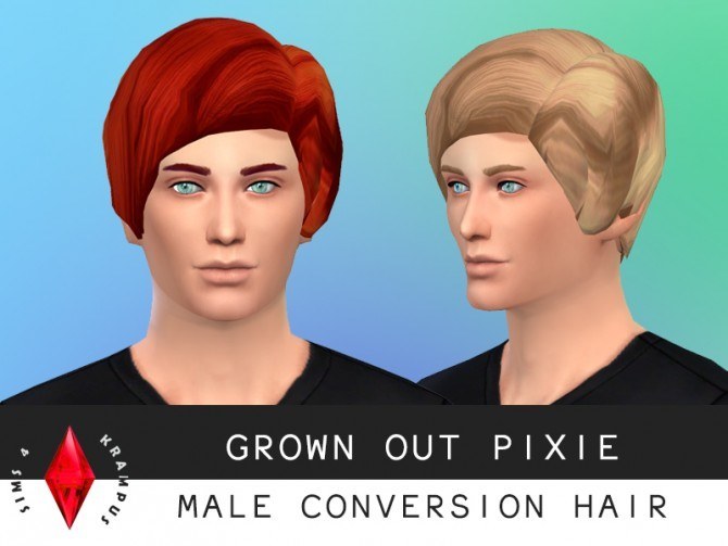 Sims 4 Grown out pixie hair converted for males at Sims 4 Krampus