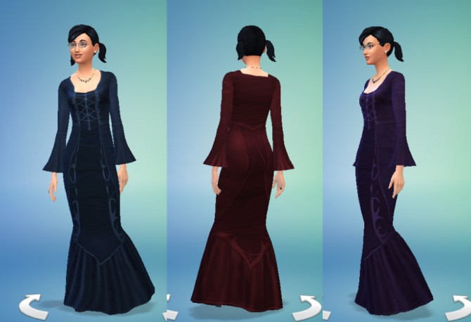 Sims 4 Cassandra Goth Dress by Kiara24 at Mod The Sims