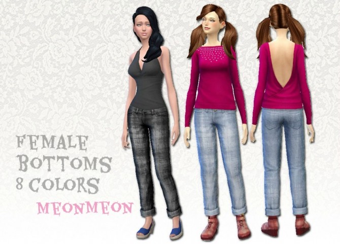 Sims 4 Female bottoms 8 colors at MEONMEONS SIMS