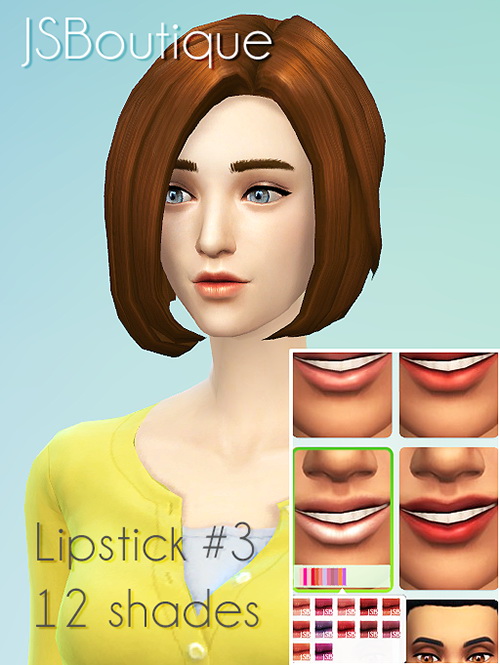Sims 4 Lipstick #3 Standalone with 12 shades at JSBoutique