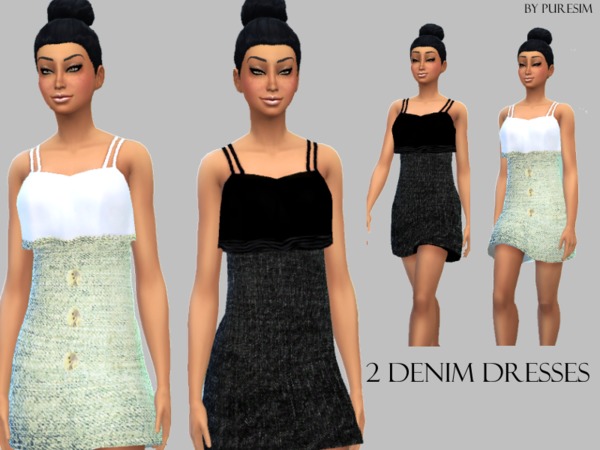 Sims 4 Denim Dresses by Puresim at TSR