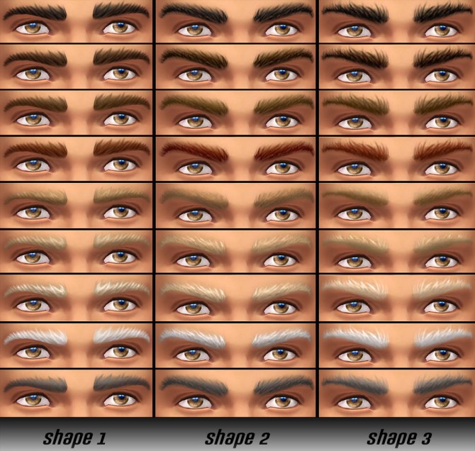 Sims 4 Masculine Eyebrows 3 Shapes by Shady at Mod The Sims