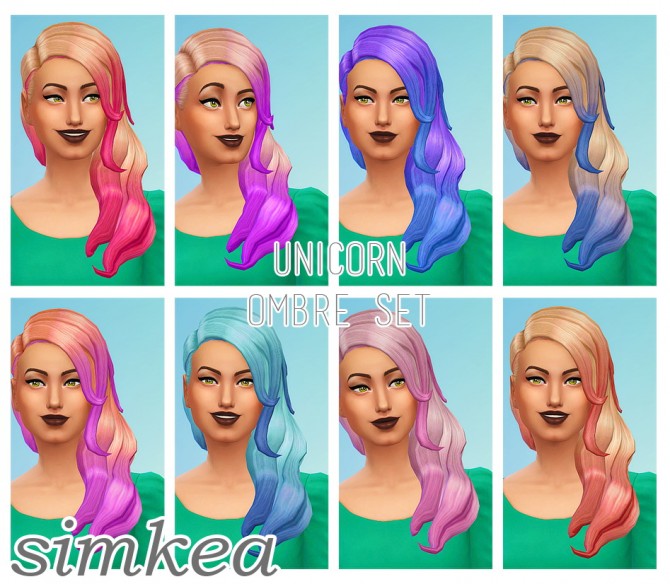 Sims 4 Unicorn Ombre recolors at Simkea