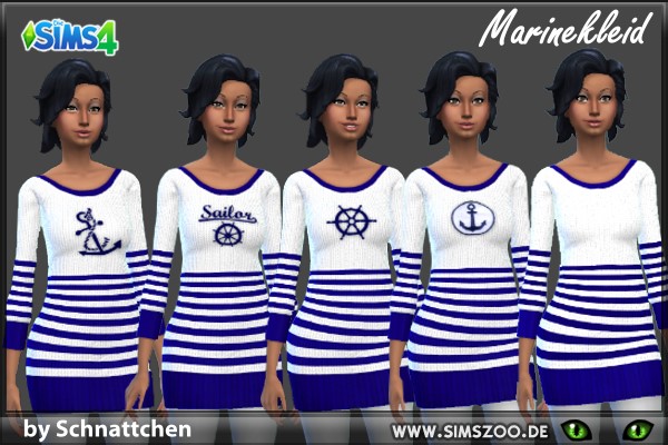 Sims 4 Knitted navy dress by Schnattchen at Blacky’s Sims Zoo