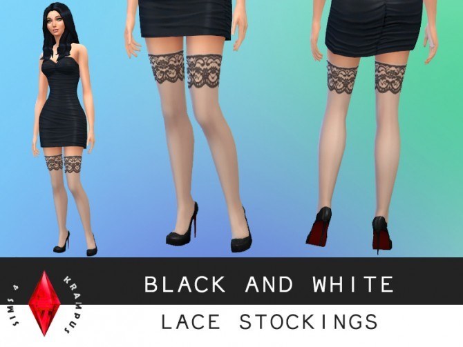 Sims 4 Black and white lace stockings at Sims 4 Krampus