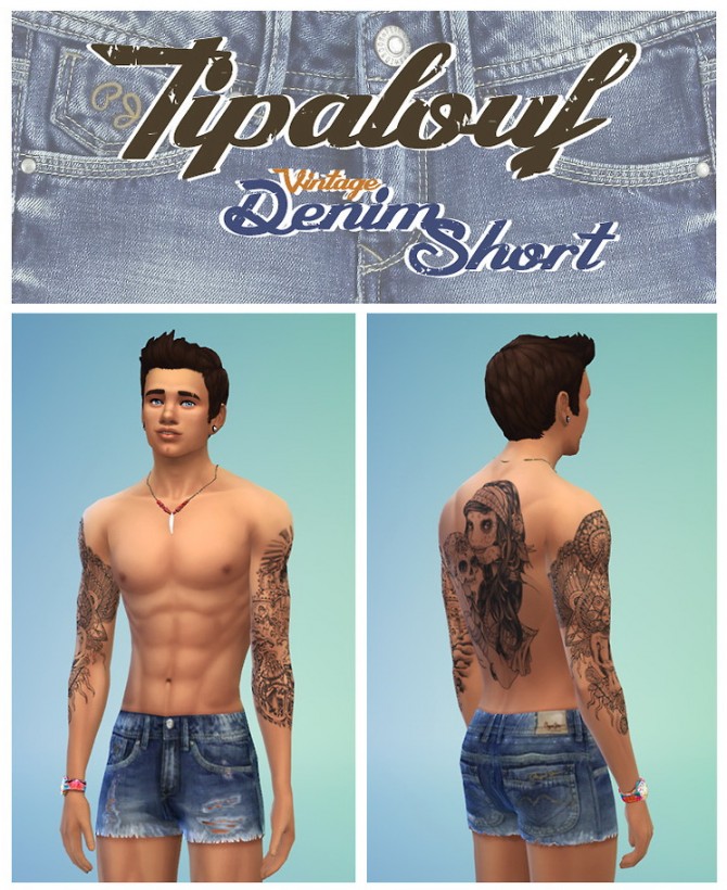 Sims 4 Vintage Denim Short for YAMale at Tipalouf