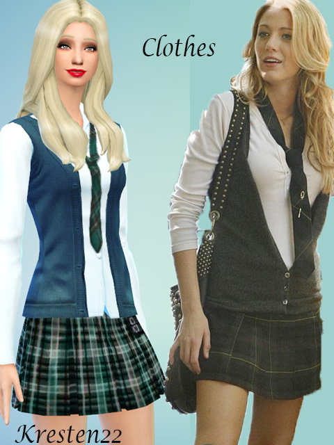 Sims 4 School Uniform from Gossip Girl by Kresten 22 at Sims Fans