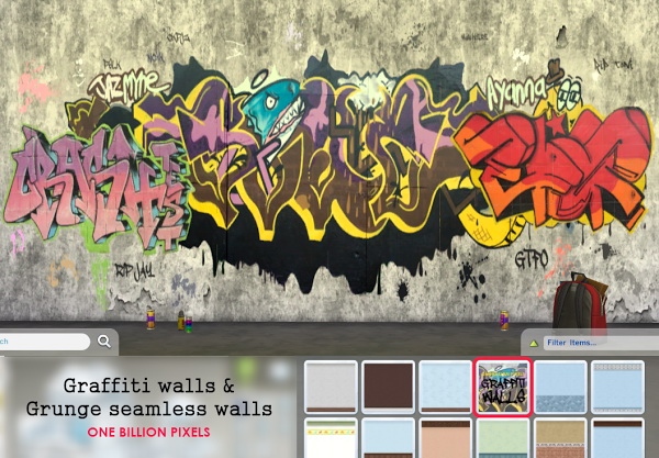 Sims 4 Seamless Graffiti & Grunge Walls at One Billion Pixels