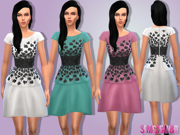 Sims 4 Female floral dress by sims2fanbg at TSR