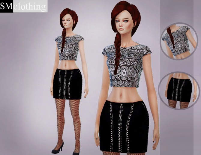 Sims 4 Crop top and skirt at Simaniacos