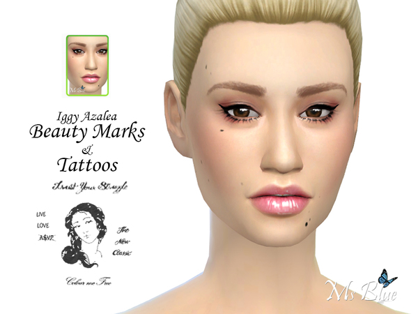 Sims 4 Iggy Azalea Beauty Marks & Tattoos by Ms Blue at TSR