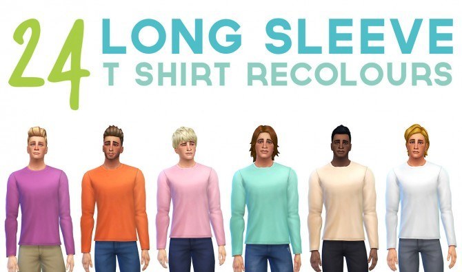 Sims 4 24 long sleeve t shirts recolors at OnePracticalGhost