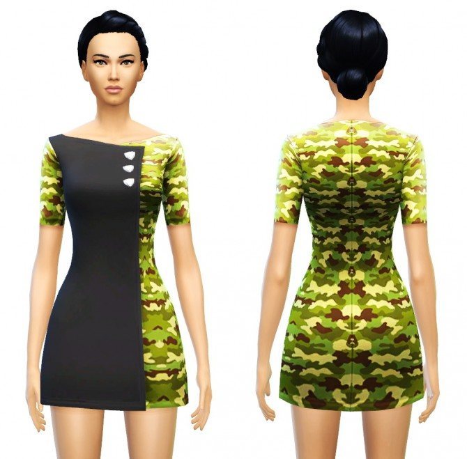 Sims 4 Button Mini Dress at Sim4ny