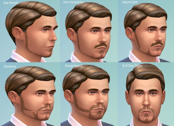 Sims 4 Six TS2 beards for TS4 by necrodog at Mod The Sims