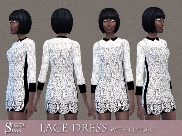 Sims 4 Lace Dress with Collar by SegerSims at TSR