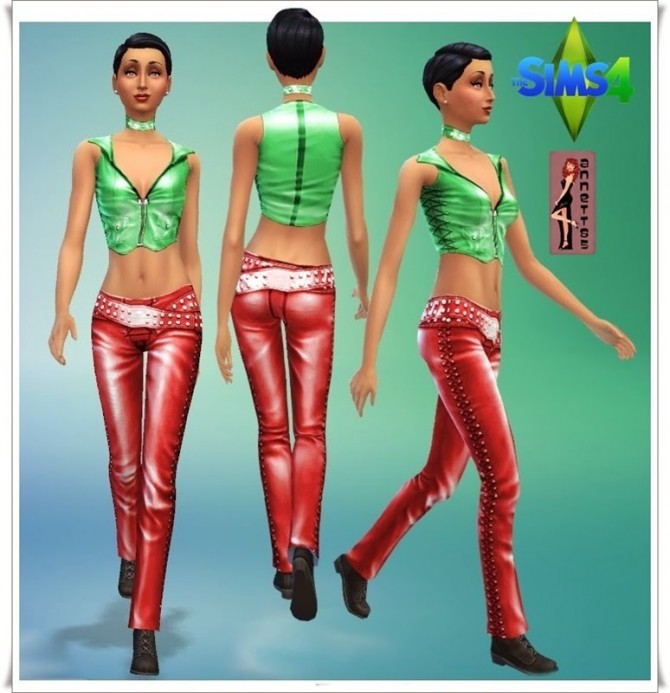 Sims 4 Leather Vest & Trousers at Annett’s Sims 4 Welt