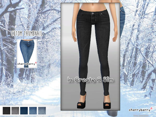 Sims 4 Winter season jeans by CherryBerrySim at TSR