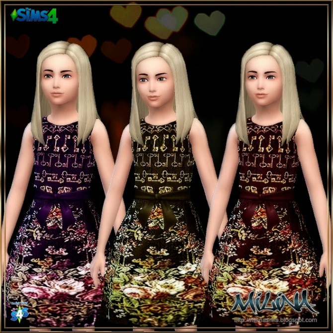 Sims 4 Floral brocade shift dress at Milina Sims