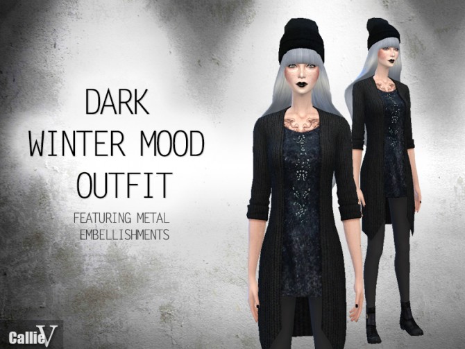 Sims 4 Wintery dark outfit at CallieV Plays