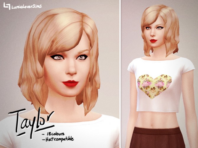 Sims 4 Taylor Bob Hair at LumiaLover Sims