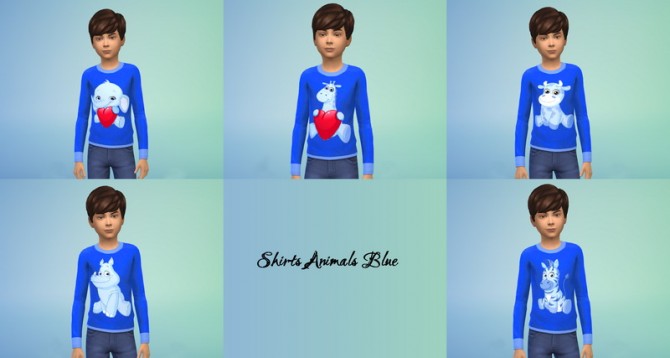 Sims 4 Shirts Animals Blue at Beauty Sims