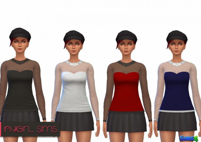 Sims 4 Collared Sweetheart Blouse at NyGirl Sims