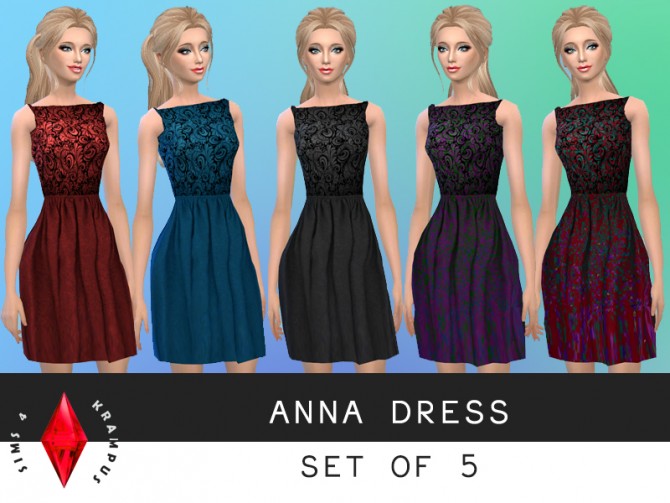 Sims 4 Anna dress set of 5 at Sims 4 Krampus