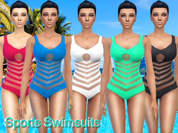 Sims 4 Sports modern swimsuits by Pinkzombiecupcakes at TSR